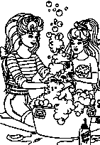 coloriage Barbie lave son chien